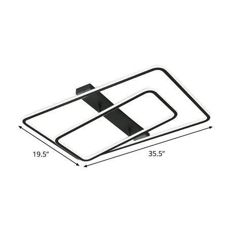 Rectangular Acrylic Led Flush Mount Light In Black - Warm/White Lighting