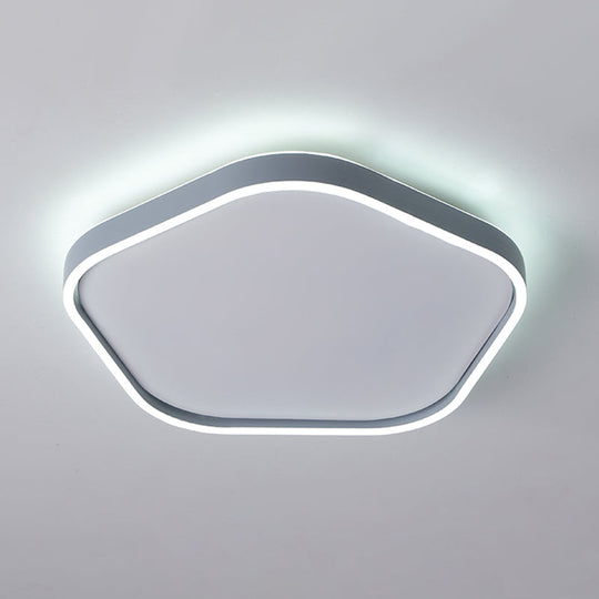 Minimalist Pentagon Ceiling Mounted Led Flushmount Light - Acrylic 16’/19.5’ Width Grey White/Warm