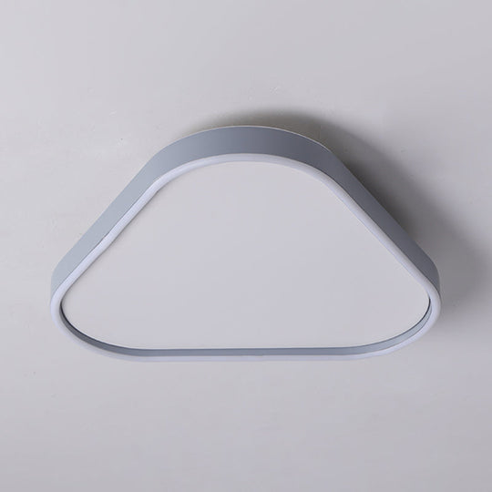 16’/19.5’ Triangle Bedroom Flush Light Fixture Acrylic Led Ceiling Lamp In Grey Warm/White