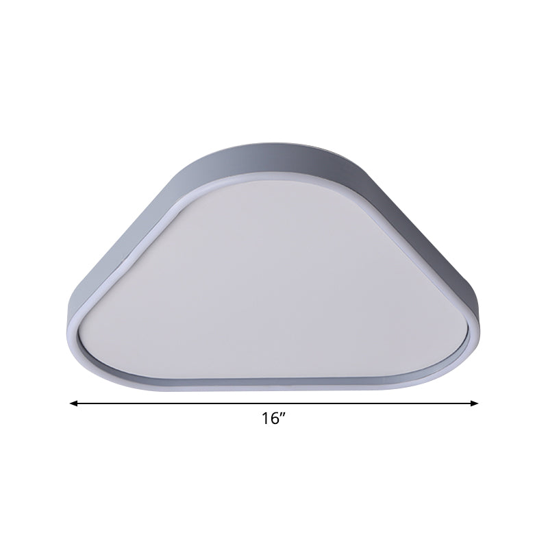 16/19.5 Triangle Bedroom Flush Light Fixture Acrylic Led Ceiling Lamp In Grey Warm/White