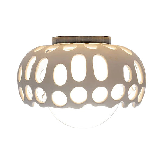 Modern Resin Hollow - Out Dome Flushmount Ceiling Light - White 1 11’/13’ Wide