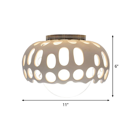 Modern Resin Hollow-Out Dome Flushmount Ceiling Light - White 1 11/13 Wide