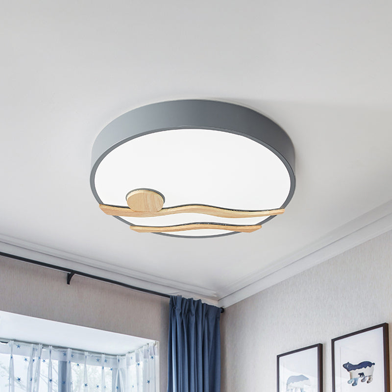 Modern Led Iron Flush Mount Ceiling Lamp For Bedroom - White/Grey Finish 16/19.5 Wide Grey / 16