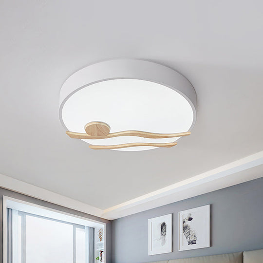 Modern Led Iron Flush Mount Ceiling Lamp For Bedroom - White/Grey Finish 16/19.5 Wide White / 16