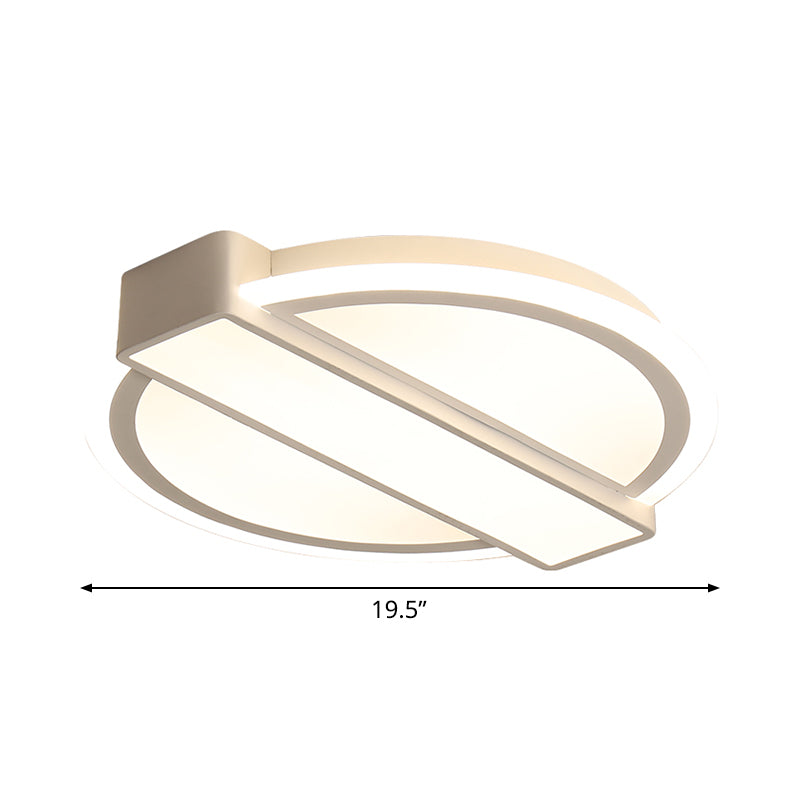 Led Flushmount Ceiling Light With Acrylic Shade - White Round And Rectangle Design