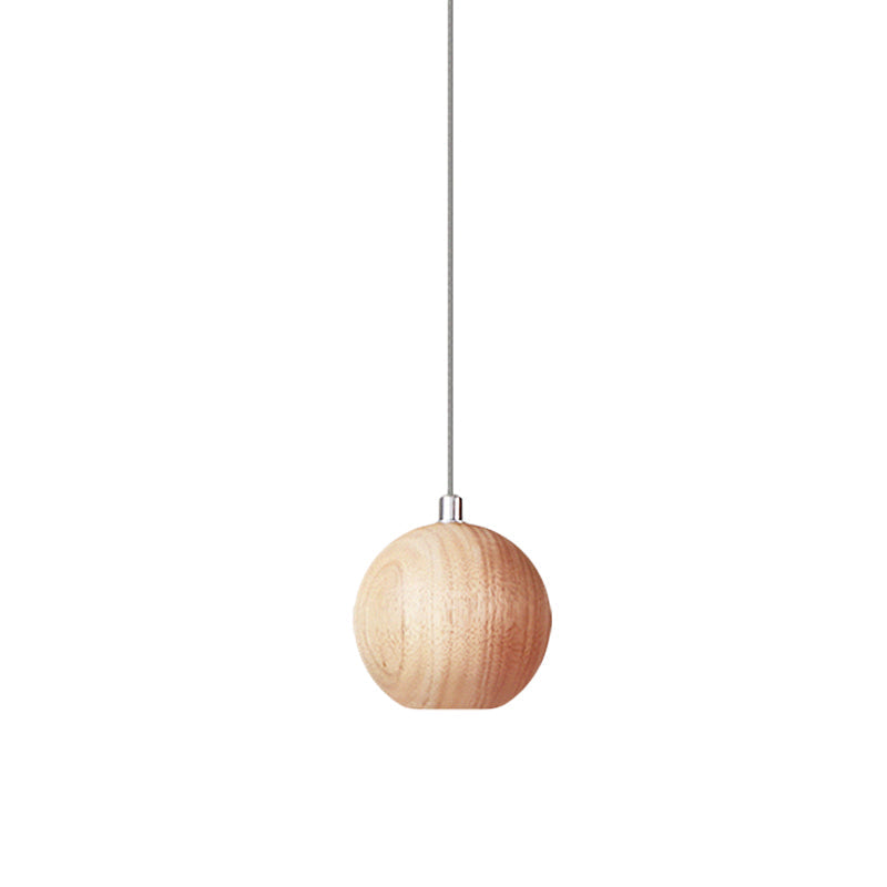 Simple Wood Drop Pendant Light - Beige Led Ceiling Lamp For Study Room