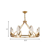 Modern Gold Ring Chandelier With Oval Crystal Shade - Living Room Hanging Light Kit (6/8 Bulbs)