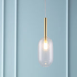 Simple Brass Led Pendant Ceiling Lamp With Clear Glass Shade For Living Room