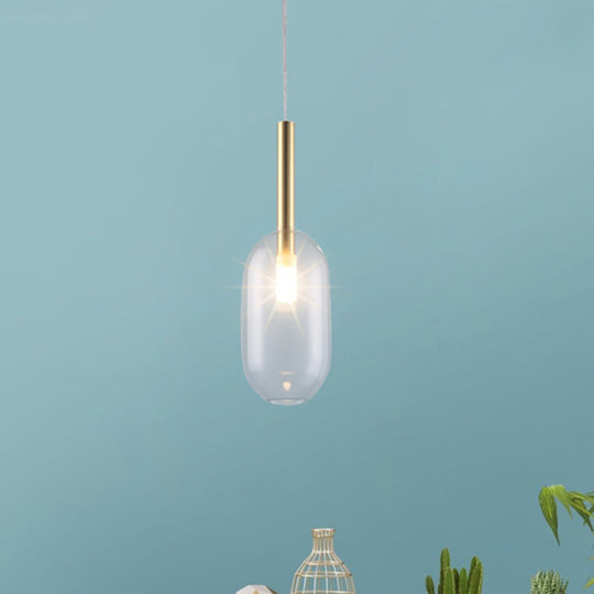 Simple Brass Led Pendant Ceiling Lamp With Clear Glass Shade For Living Room