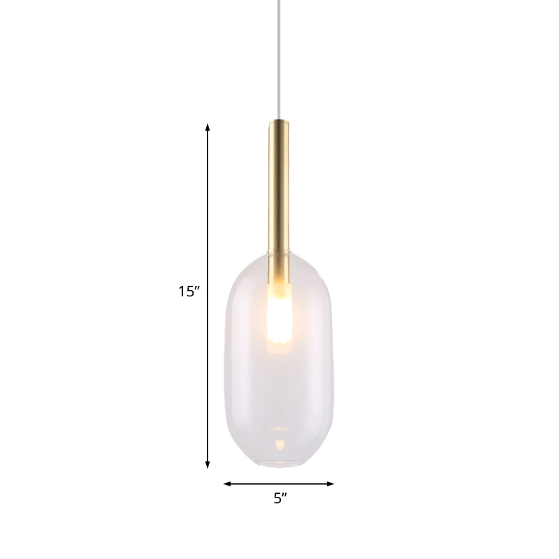 Simple Brass Led Pendant Ceiling Lamp With Clear Glass Shade For Living Room