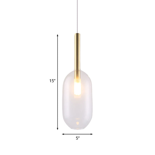 Simple Brass Led Pendant Ceiling Lamp With Clear Glass Shade For Living Room