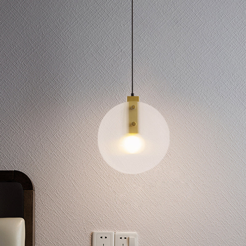 Dual Disc Hanging Light: White Textured Glass Postmodern Pendant Lamp