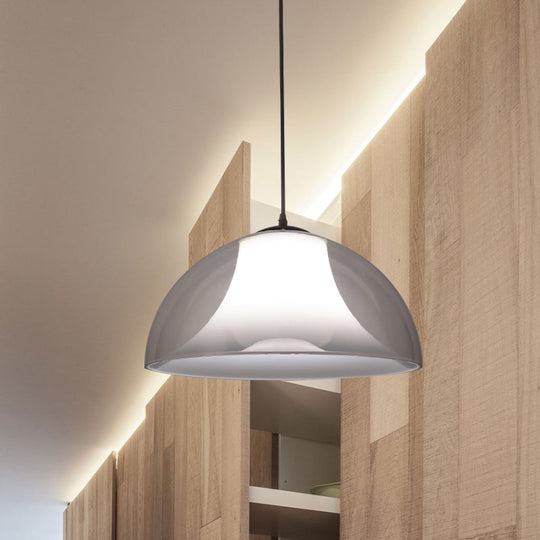 Simple Black Semicircle Pendant Light With Clear Glass - 1 Bulb Ceiling Lamp