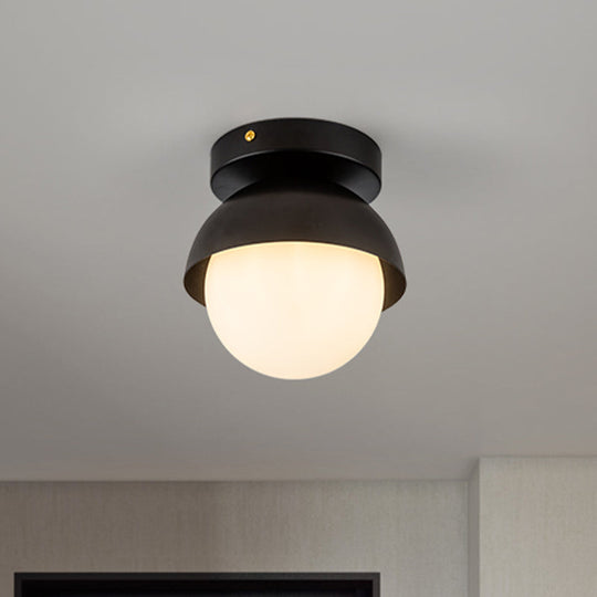 Modern Metal Semicircle Ceiling Mounted Light: Black/Gold Finish Flushmount Lamp For Foyer Black