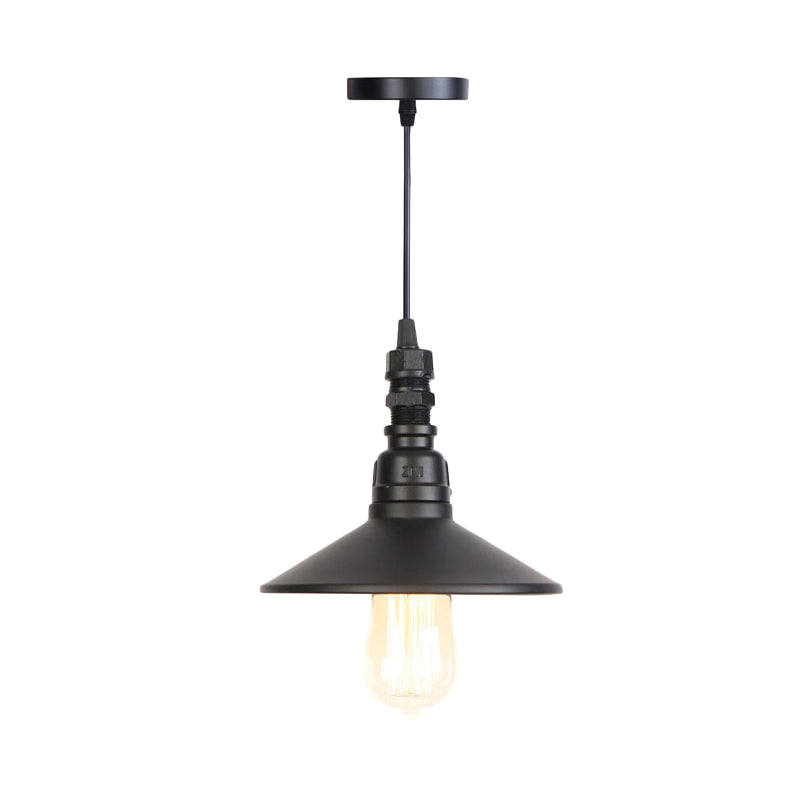 Industrial Black Pendant Light For Corridor - Iron Saucer Ceiling Lamp