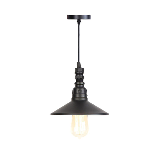 Industrial Black Pendant Light For Corridor - Iron Saucer Ceiling Lamp