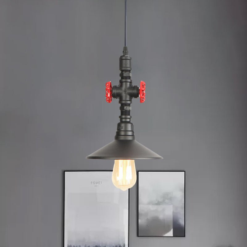 Black Iron Vintage Down Lighting Pendant With 1 Bulb - Perfect For Coffee Shops / A