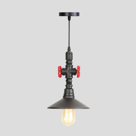 Black Iron Vintage Pendant Light With Saucer Shade - Perfect For Coffee Shops