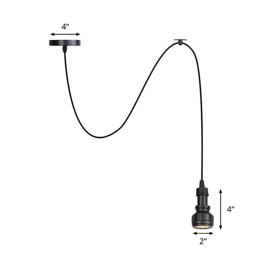 Antiqued Black Metal Water Pipe Pendant Lamp For Foyer - Head Design