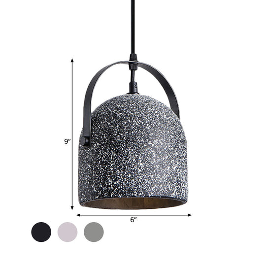 Vintage Cement Dome Pendant Light With Handle - White Black Grey For Hallways