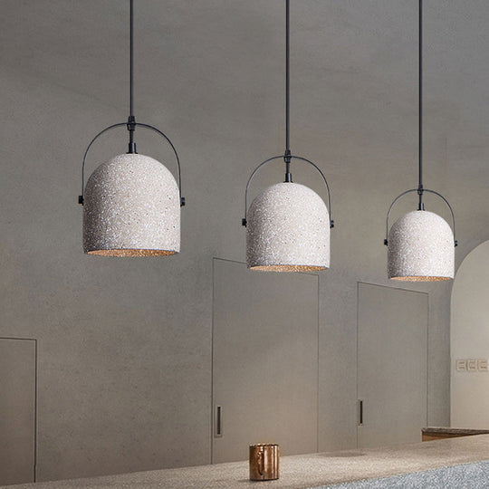 Vintage Cement Dome Pendant Light With Handle - White Black Grey For Hallways