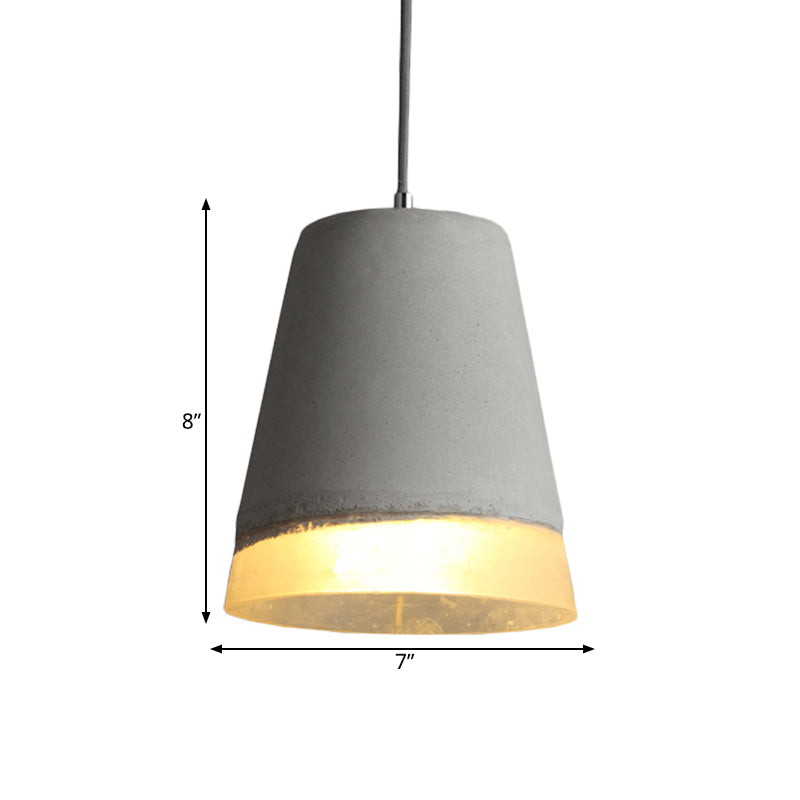 Vintage Cement Bell Pendant Light: Grey 1-Head Ceiling Lamp Kit With Resin Detail