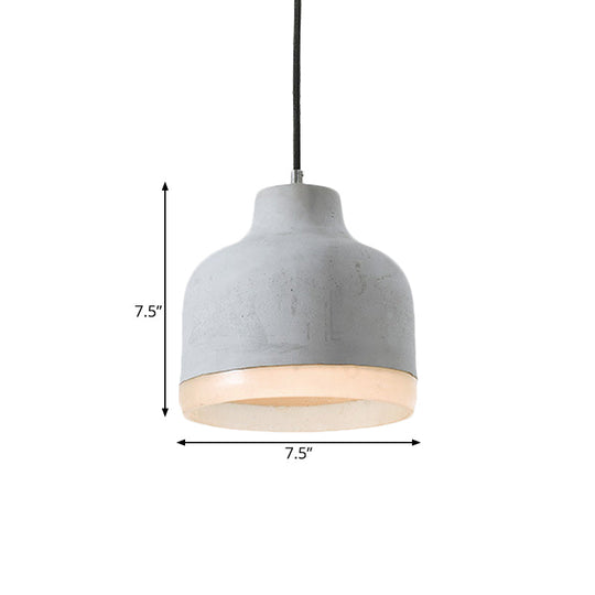 Industrial-Style Cement Grey Hanging Pendant Ceiling Lamp - Cone/Bowl/Dome Design 1-Light Resin
