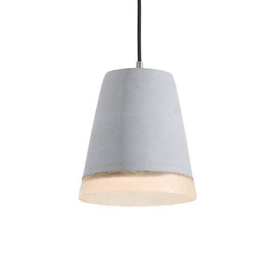 Industrial-Style Cement Grey Hanging Pendant Ceiling Lamp - Cone/Bowl/Dome Design 1-Light Resin