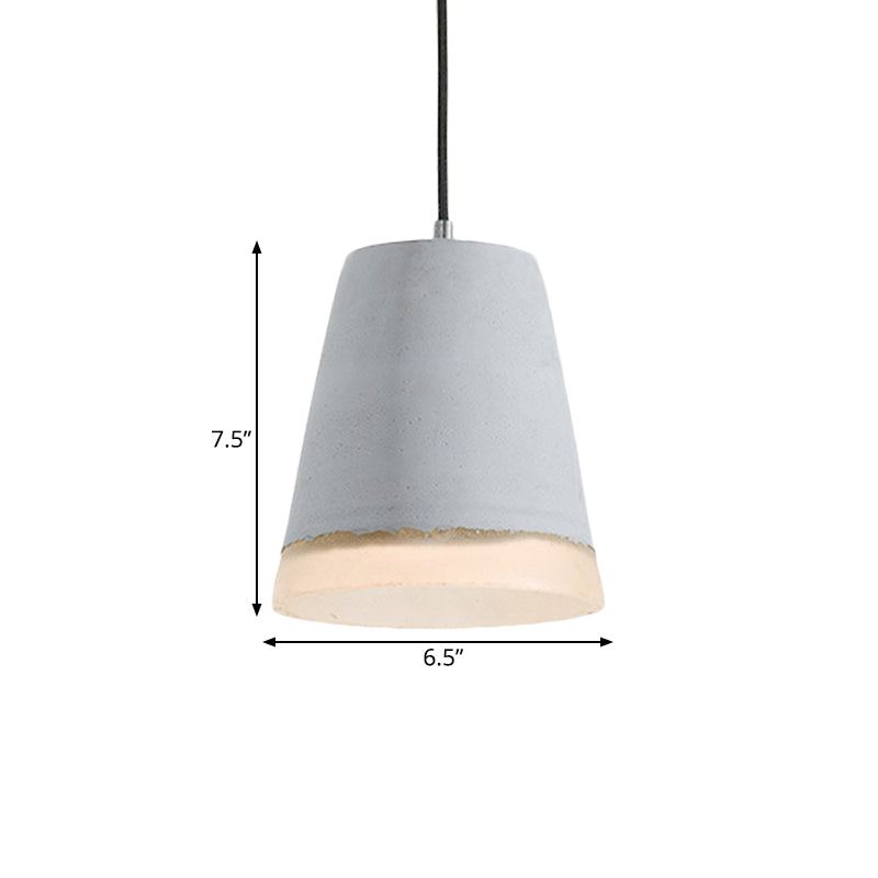Industrial-Style Cement Grey Hanging Pendant Ceiling Lamp - Cone/Bowl/Dome Design 1-Light Resin