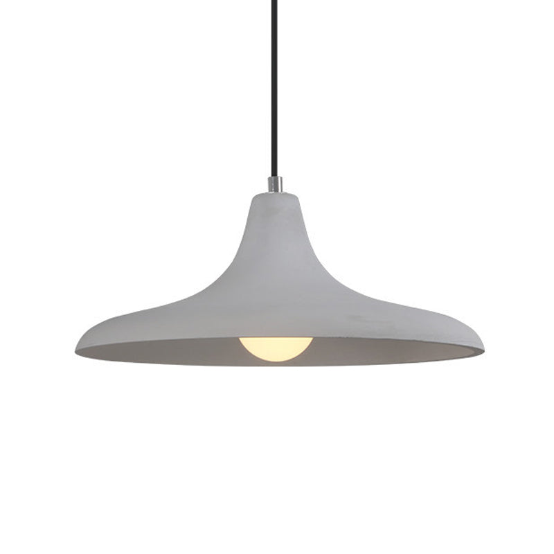 Flared Antiqued Cement Pendant Light Fixture In Grey