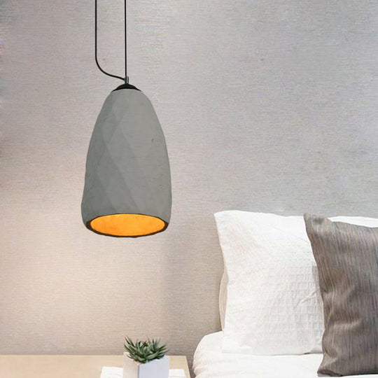 Vintage Grey Cement Mini Pendant Lamp - Dome/Oval Ceiling Light 1-Light 6’/10’ Width