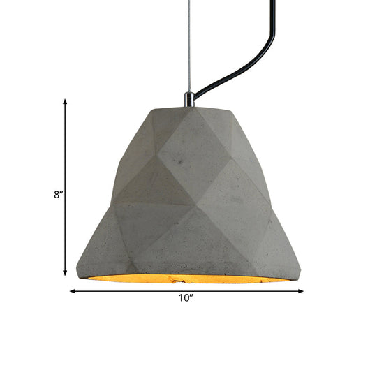 Antiqued Mini Pendant Light With Cement Shade - Grey 7’/10’ W Perfect For Restaurants