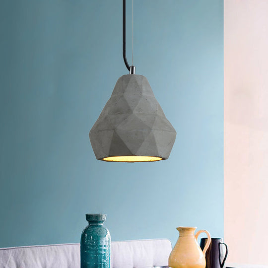 Antiqued Mini Pendant Light With Cement Shade - Grey 7’/10’ W Perfect For Restaurants