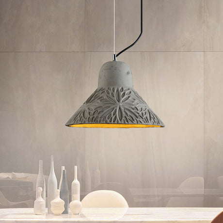 Cement Hanging Light Pendant Lamp (8/12 Width) In Antiqued Grey For Restaurants / 12