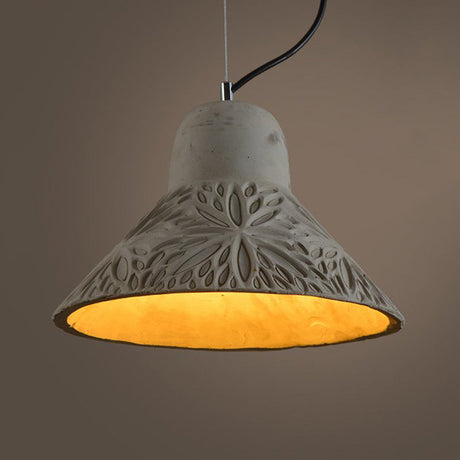 Cement Hanging Light Pendant Lamp (8/12 Width) In Antiqued Grey For Restaurants