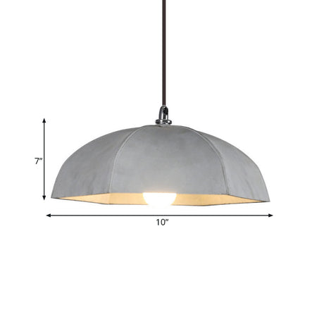 Vintage Grey Cement Umbrella Pendant Lamp - Ideal For Restaurants Bulb Included