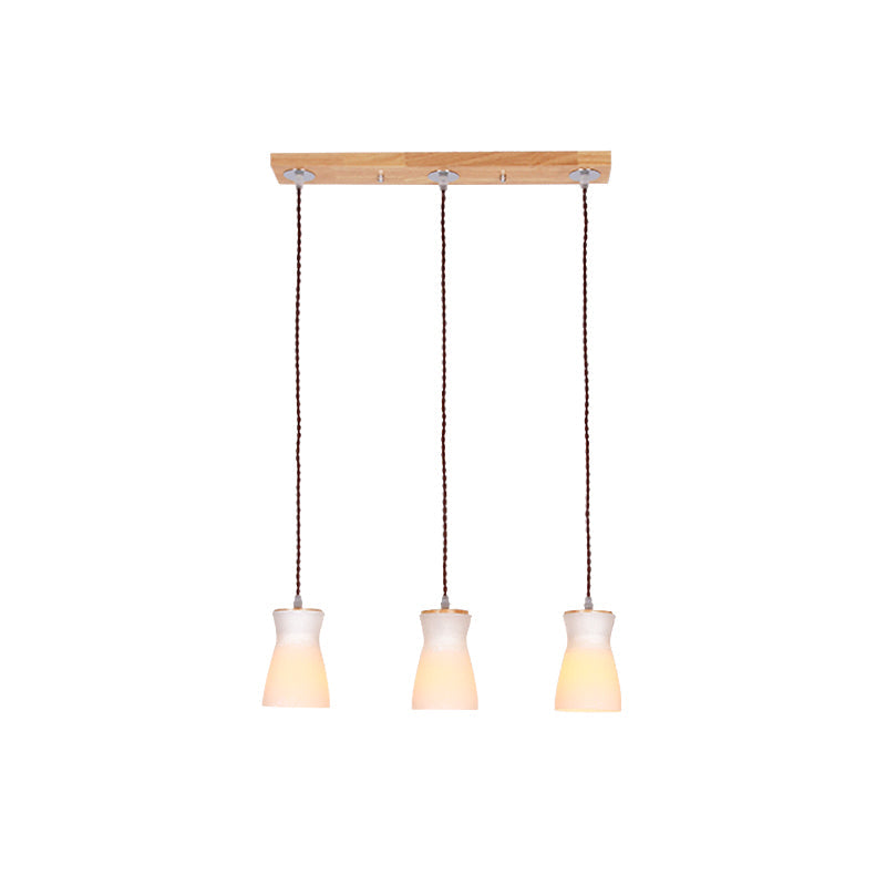 Modern White Glass Milk Can Ceiling Light With 3 Lights - Perfect For Dining Room And Stylish Wood