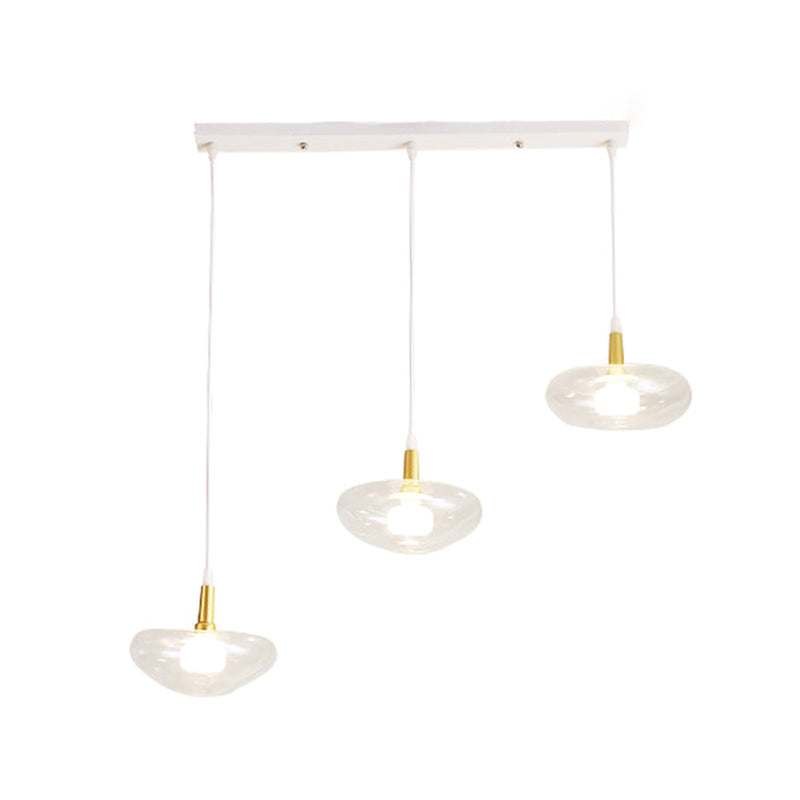 Vintage Clear Glass Chandelier: Oval Multi Light - 3 Bulb Pendant Lamp For Dining Room With Canopy