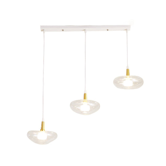 Vintage Oval Clear Glass Chandelier - Elegant Dining Room Pendant Lamp With 3 Bulbs And Stylish