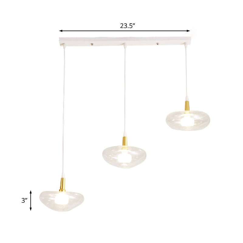 Vintage Clear Glass Chandelier: Oval Multi Light - 3 Bulb Pendant Lamp For Dining Room With Canopy