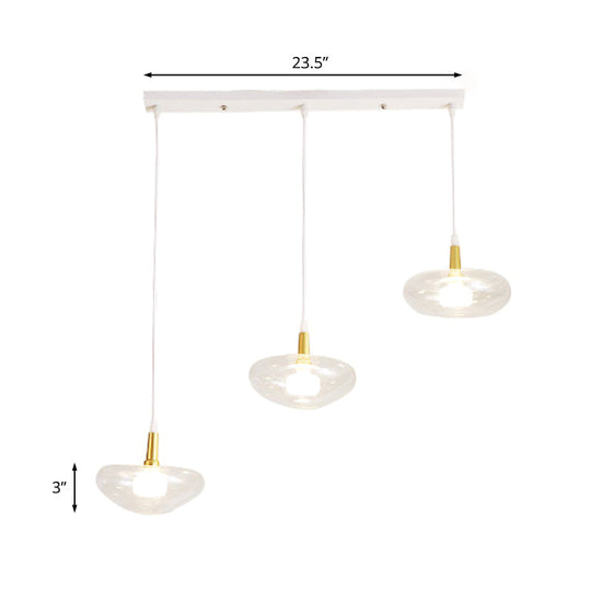 Vintage Clear Glass Chandelier: Oval Multi Light - 3 Bulb Pendant Lamp For Dining Room With Canopy