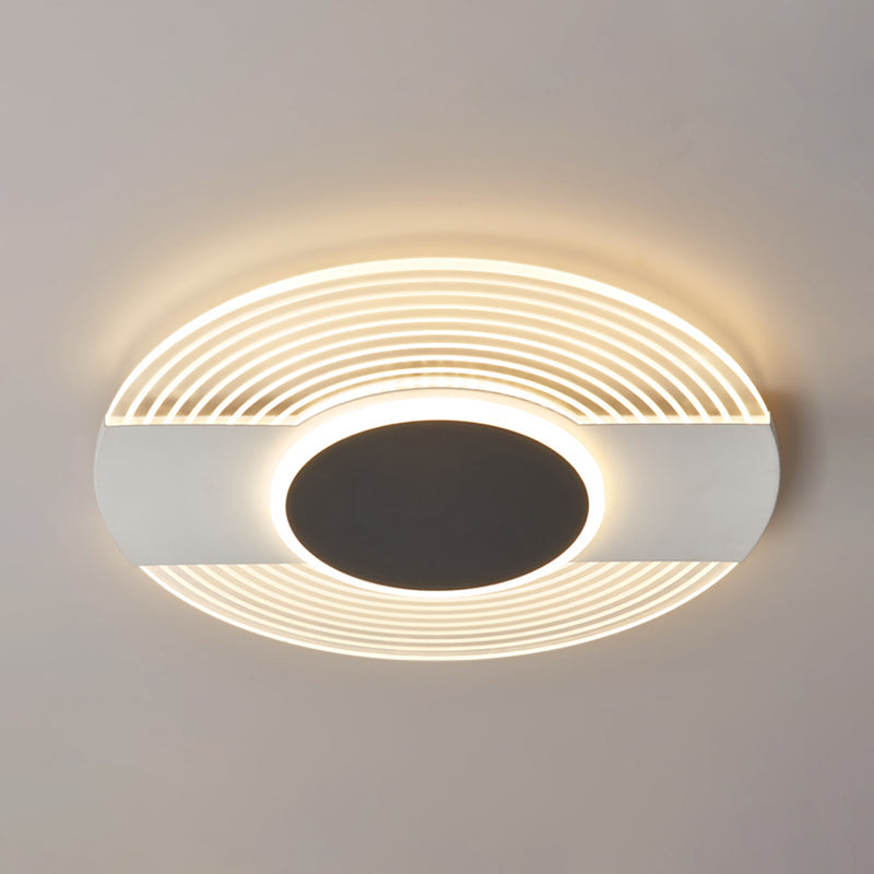 Contemporary Black Led Ceiling Flush Mount Light For Bedroom - Warm/White 9’/12’/18’ Wide