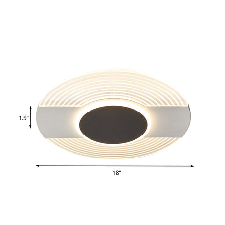 Contemporary Black Led Ceiling Flush Mount Light For Bedroom - Warm/White 9/12/18 Wide