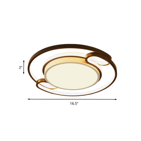 Modern Black Semi - Ring Led Flushmount For Bedroom 16’/20.5’ Wide – Ceiling Mount Lighting