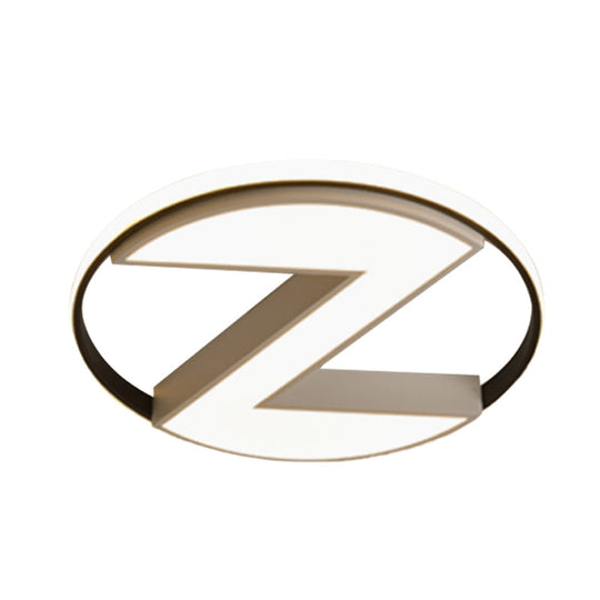 Contemporary Black And White Z-Shape Flush Mount Light Fixture - 18/21.5 Wide Metallic Led Lamp With