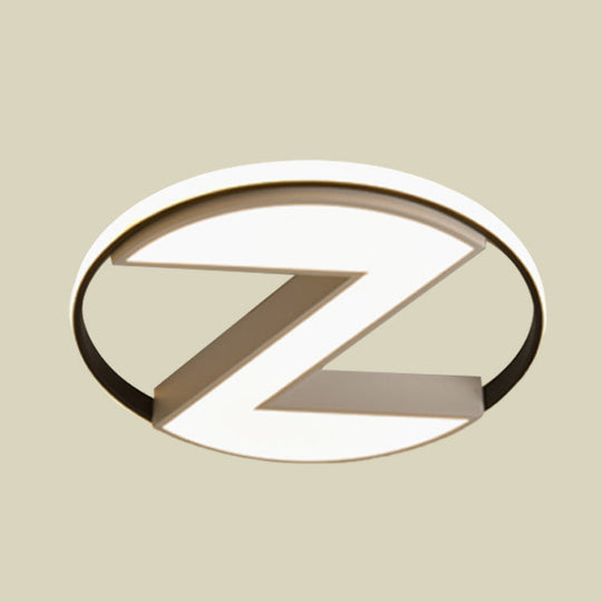 Contemporary Black And White Z - Shape Flush Mount Light Fixture - 18’/21.5’ Wide Metallic Led