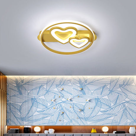 Acrylic Loving Hearts Led Flush Mount Ceiling Lamp - Simplicity 18/21.5 Wide Gold/Black/White Ring