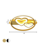 Acrylic Loving Hearts Led Flush Mount Ceiling Lamp - Simplicity 18/21.5 Wide Gold/Black/White Ring