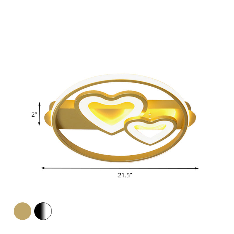 Acrylic Loving Hearts Led Flush Mount Ceiling Lamp - Simplicity 18’/21.5’ Wide Gold/Black/White