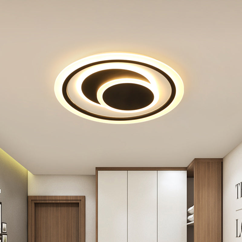 Simplicity Led Flush Mount Ceiling Light Fixture With Acrylic Shade - Black 3 Rings 16.5’/20.5’